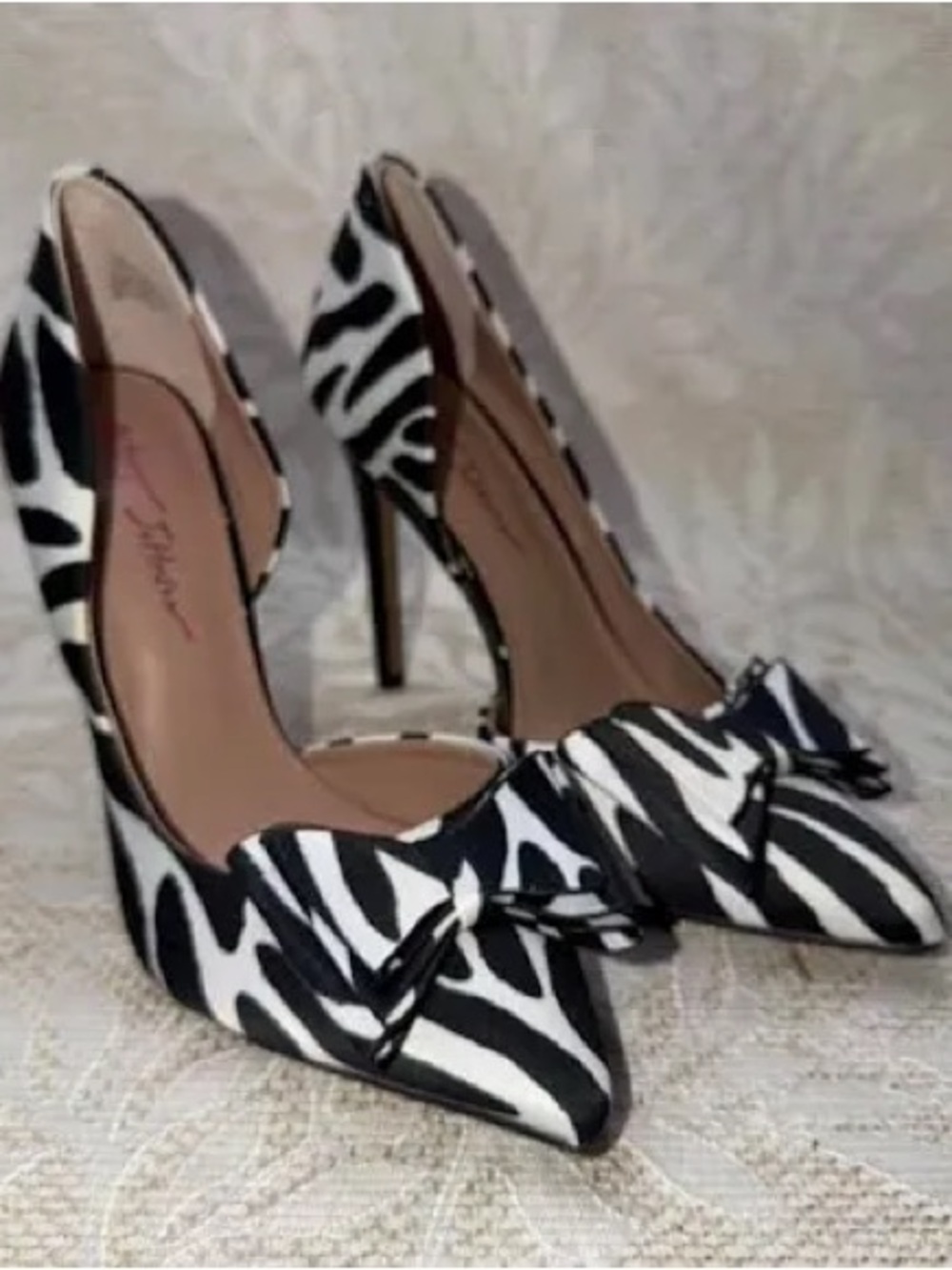 Betsey Johnson Zebra Print Pointed Toe Pumps with Bow